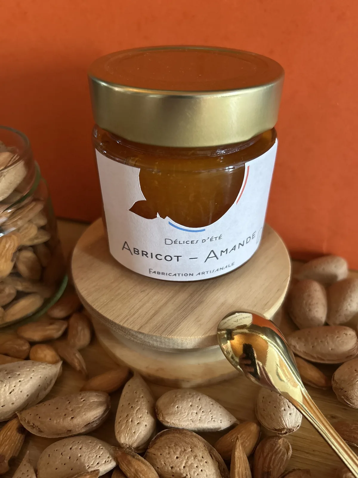 Pot de confiture artisanale Abricots Amandes, Colorées