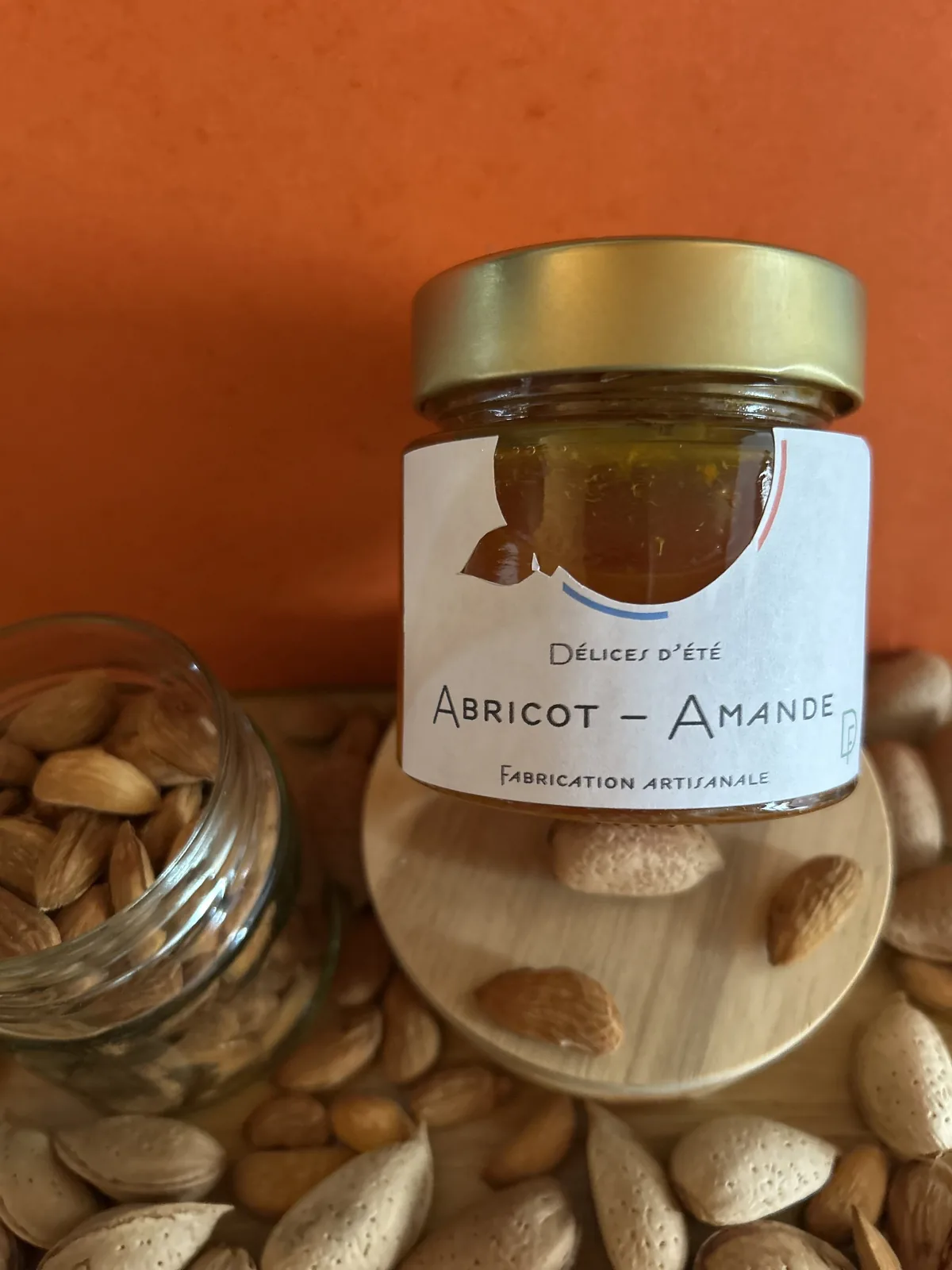 Pot de confiture artisanale Abricots Amandes, Colorées